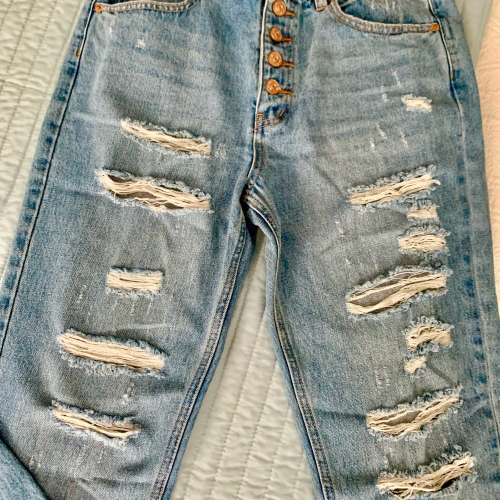We the Free Blossom Rigid Distressed Jeans Sz 28 - Picture 7 of 10
